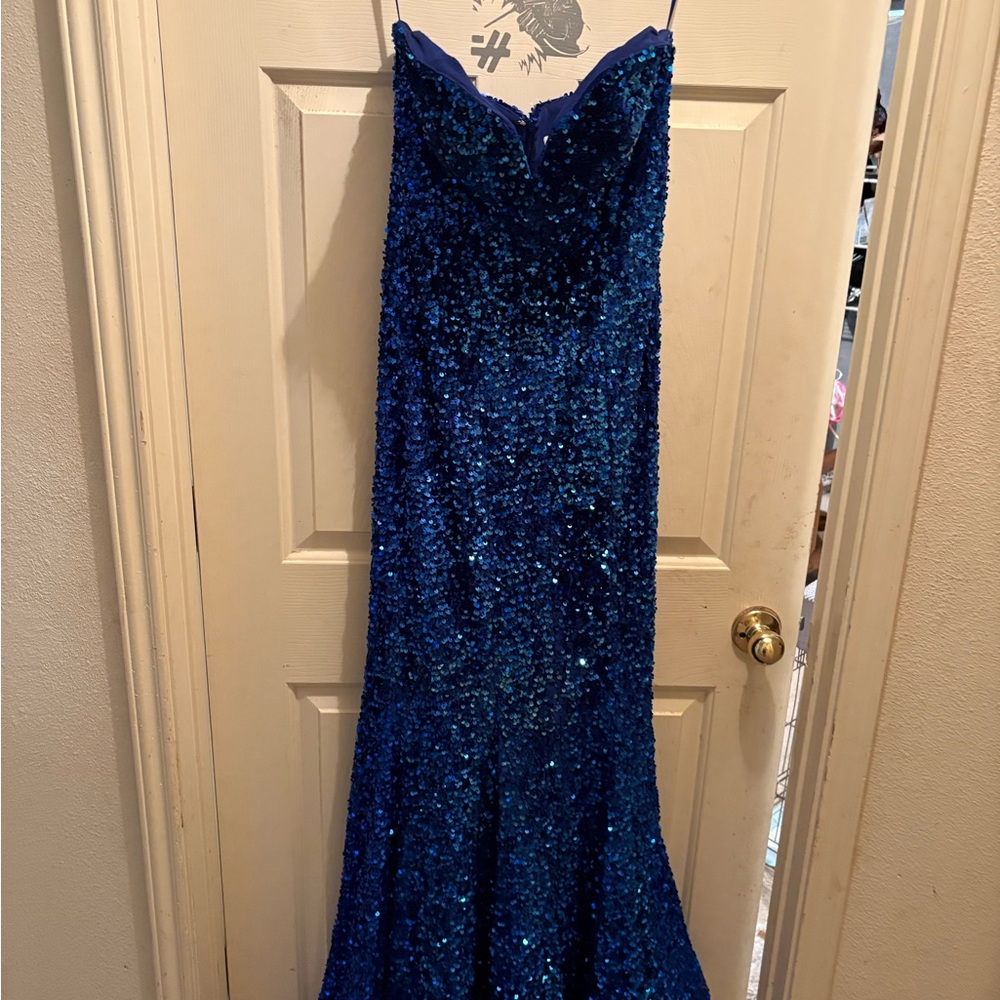 Portia and Scarlett Blue Sequin Gown